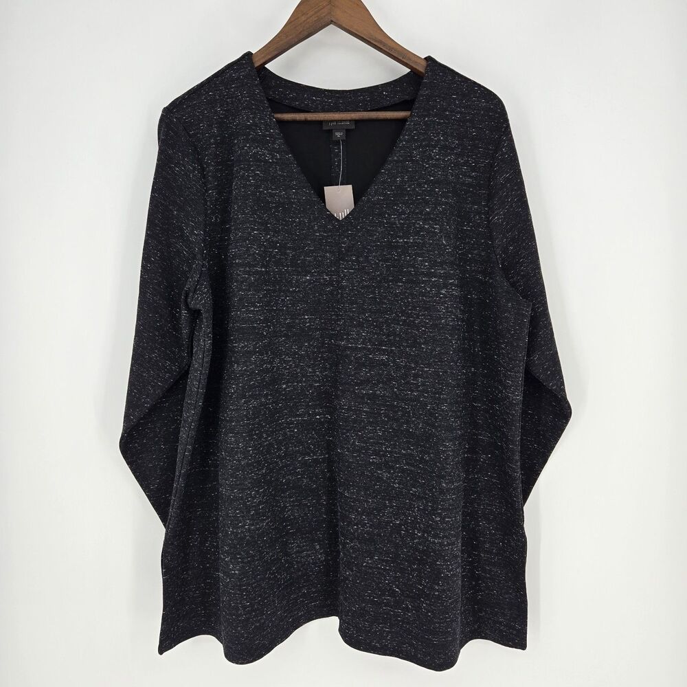NWT J Jill Speckled Long Sleeve V Neck Top XL